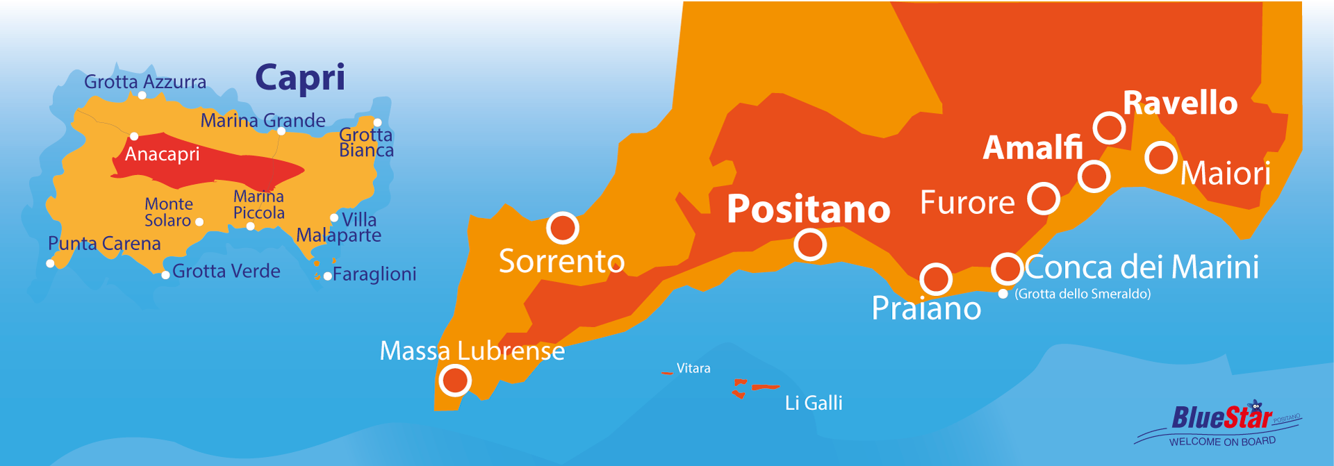 Amalfi Coast Map - Bluestar Positano